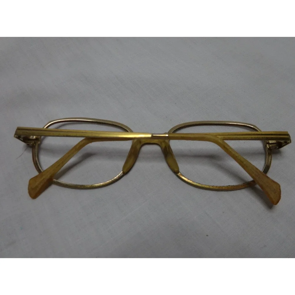 Vtg 60s Gold Frames Retro 90 HOV Mens Eyeglasses Oval no Lenses M/C 130 USA‎